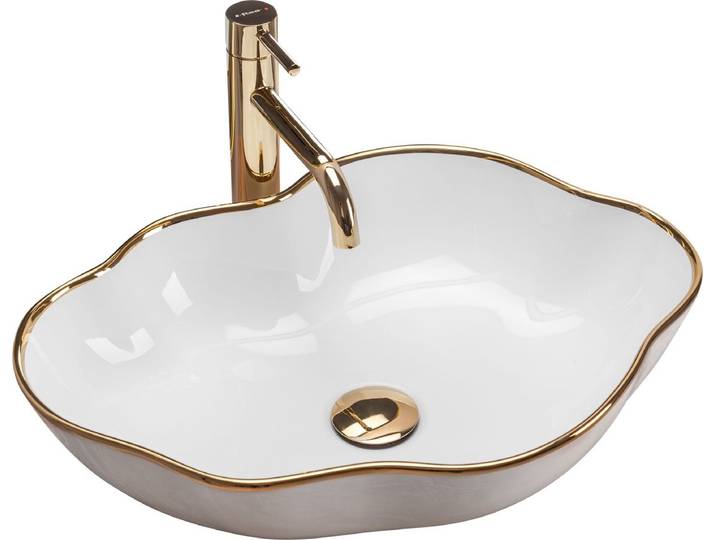 Rea Wastafel Pearl - Rechthoek - Witgoud - 50\,5X38X13\,5Cm