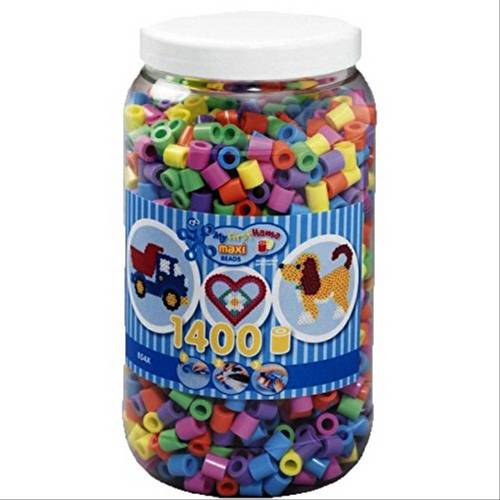 Vedes HAMA Bügelperlen Maxi - Pastell Mix 1400 Perlen (6 Farben) in Aufbewahrungsdos 8541