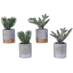 Christmas Decorations 1 Weihnachtsgesteck 14cm künstlich im Betontopf Pflanze Tischdeko Weihnachtsdeko