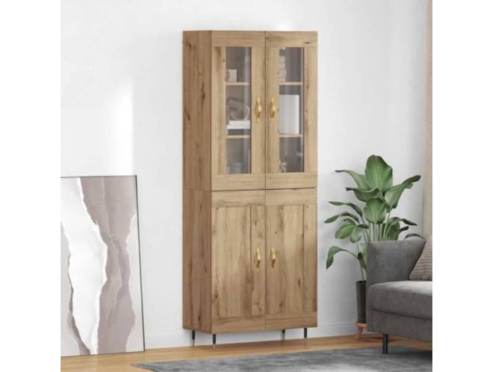 Elegantes Highboard 2 Stück Artisan-Eiche für Gute Organisation aus langlebigem Holzwerkstoff mit viel Stauraum, EIN stilvolles Highboard für Ihr Wohnzimmer mit Metallfüßen