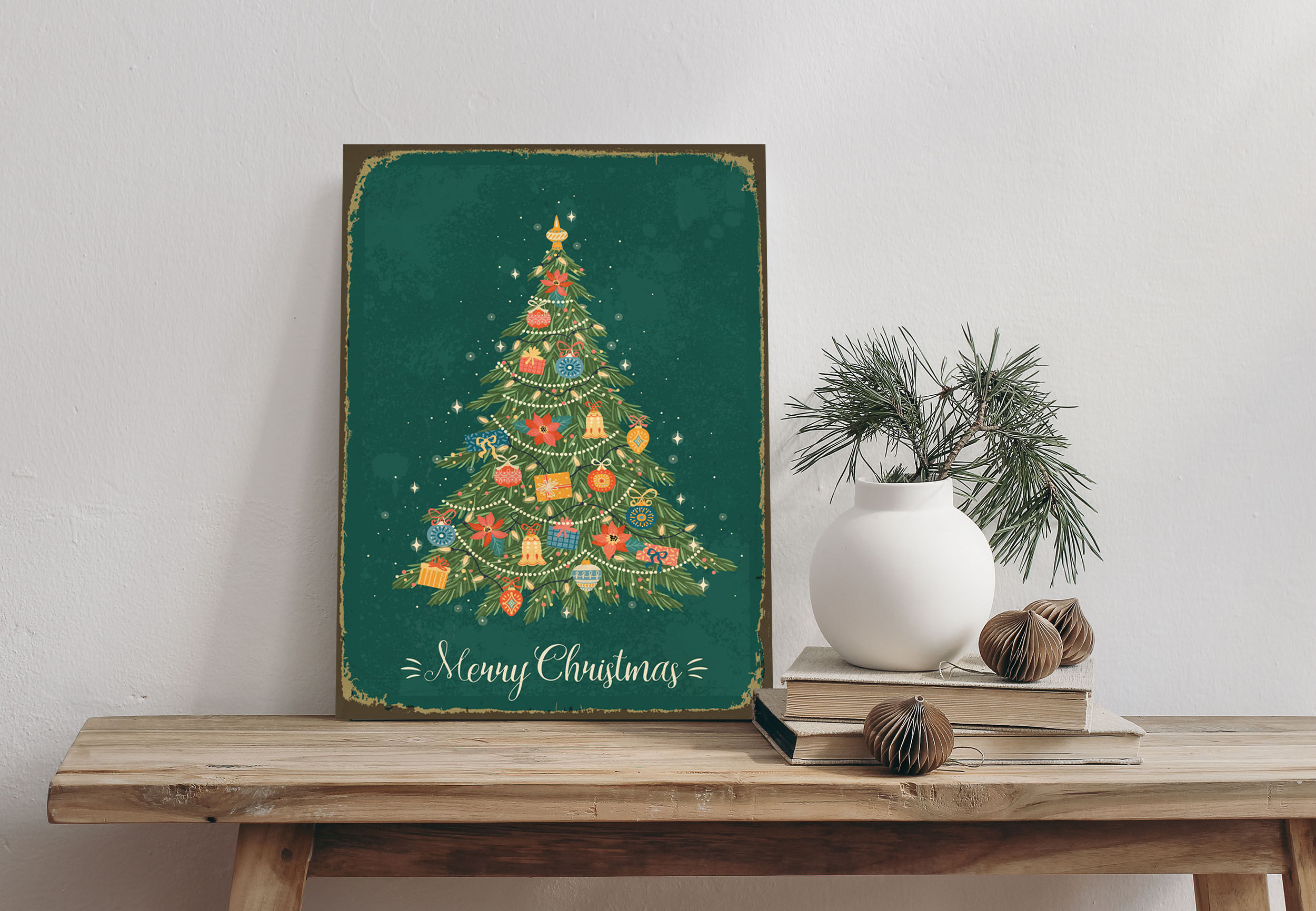 Alu-Dibond-Druck QUEENCE "Weihnachtsbaum", grün (farbe bild(er): grün), B:20cm H:30cm T:0,2cm, Alu Dibond, Bilder, Alu-Dibond-Druck, Merry Christmas, Grün, Schild farbe bild(er): grün B/H/T: 20cm x 30cm x 0,2cm, Weihnachten Weihnachtsbaum Hochformat, 1 St