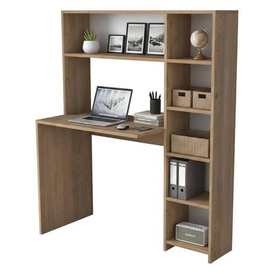 Dmora Schreibtisch Dghin, Mehrzweckschreibtisch, Bürotisch für PC, Eckschreibtisch, 113x40h142 cm, Eiche