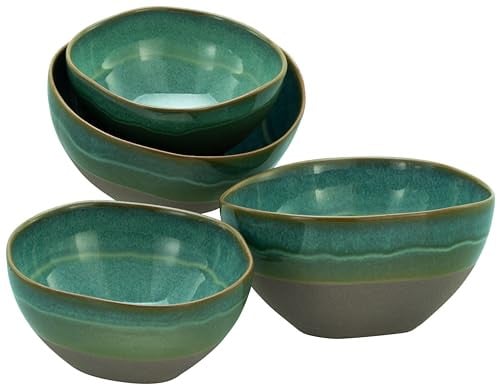 Creatable Basalt Bowls 4-delige servieset van keramiek, groen, 900 ml + 450 ml