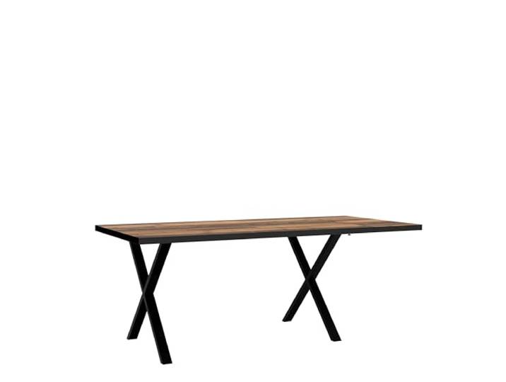 Forte GRIGOR Tisch 160, Großer Esstisch mit Metallbeinen und Verlängerungsplatte, Holzwerkstoff, Old-Wood Vintage Holzdekor/Schwarz matt, 160 cm breit x 75,8 cm hoch x 90 cm tief