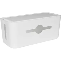Kabelbox - Ordnung für Schreibtisch & Wohnzimmer - Platz für Steckdosenleiste, abnehmbarer Deckel als Tablet-/Handyhalter - 31x13.5x13cm, weiss