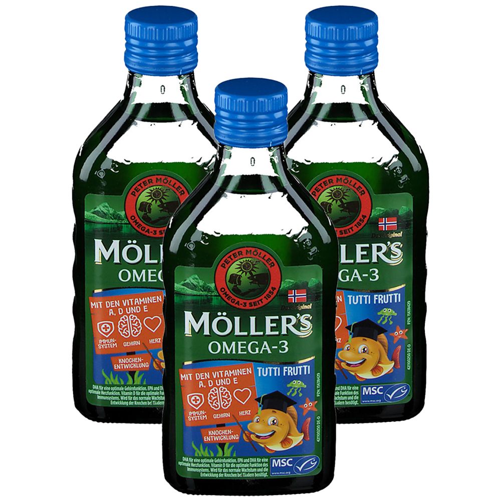 Möller's Omega-3 Kids Fruchtgeschmack Öl x3 3x250 ml