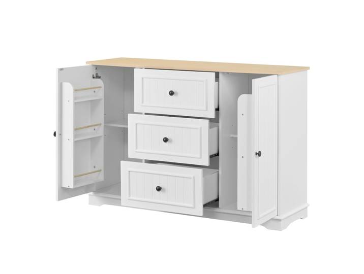 Buffet en mdf avec 3 tiroirs blanc 126x40x86 cm