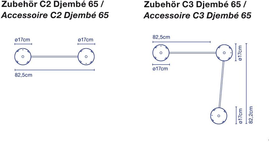 Marset Djembé C Deckenbefestigung (2er-Element für Ø 63cm / 64,5cm / 65cm) 2er-Element für Ø 63cm / 64,5cm / 65cm