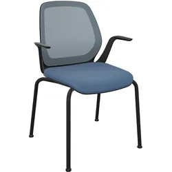 Sedus quarterback 2  Besucherstuhl mit Netzrücken stapelbar (Box) - Era Range azurblau (CSE42) / Graublau (M6G) / Schwarz (103)