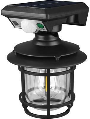 Uplifted Finds Retro Solar Motion Sensor Outdoor Wall Lamp Waterproof Garden Light round Integrated