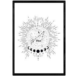 POSTER Sternzeichen Fische A4 Schwarzer Rahmen