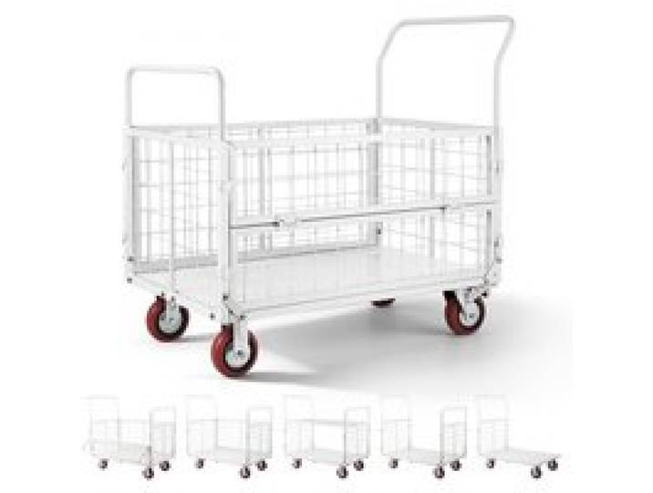 VEVOR Plattformwagen mit Gitterwänden 907 kg, 6-in-1 faltbarer Transportwagen mit Schwenkrädern, Schwerlast-Handwagen, Multifunktionaler Materialwagen, für Lebensmittel, Wäsche, 1130x675x1070 mm