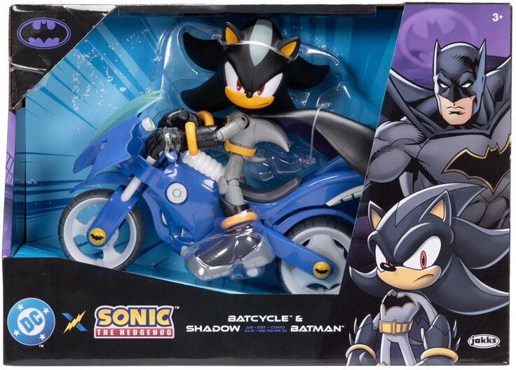 Figurine DC x Sonic : Shadow Batman & Batcyle 13 cm - Jakks Pacific