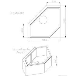 Neuesbad Wannenträger für Artweger Alexandra 150x150 mit Ablage Fünfeck SW14512A