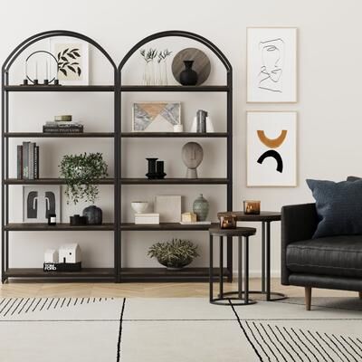 Nathan James Haven 5-Shelf Etagere Bookshelf with Arch Top