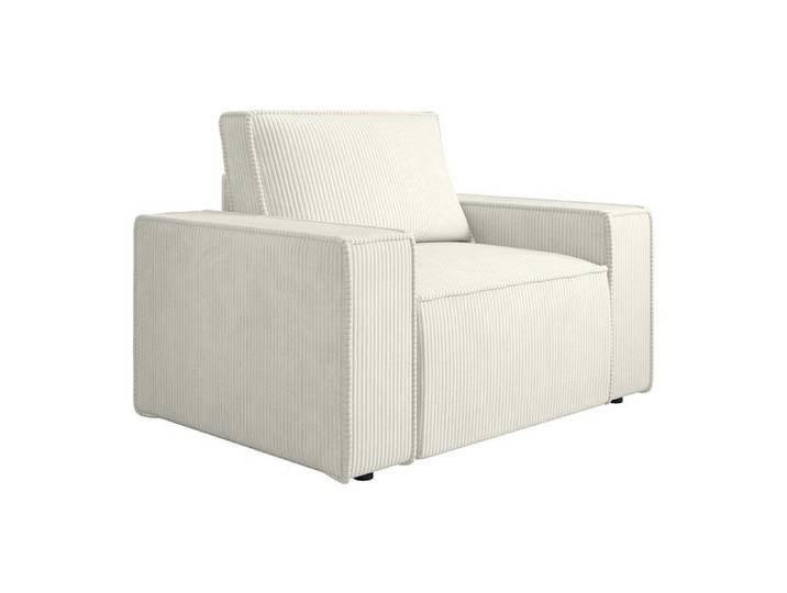 Fauteuil en velours côtelé blanc AMELIA