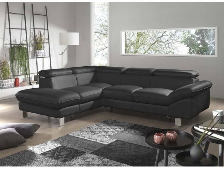 COTTA Ecksofa Driver Echtleder Pampas Madras, Bettkasten, Schlaffunktion, Verstellbare Kopflehnen