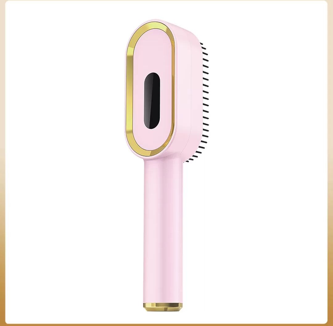 INF Elektrischer Kopfhaut Massagekamm mit Rot-Blau-Lichttherapie & Vibration Rosa