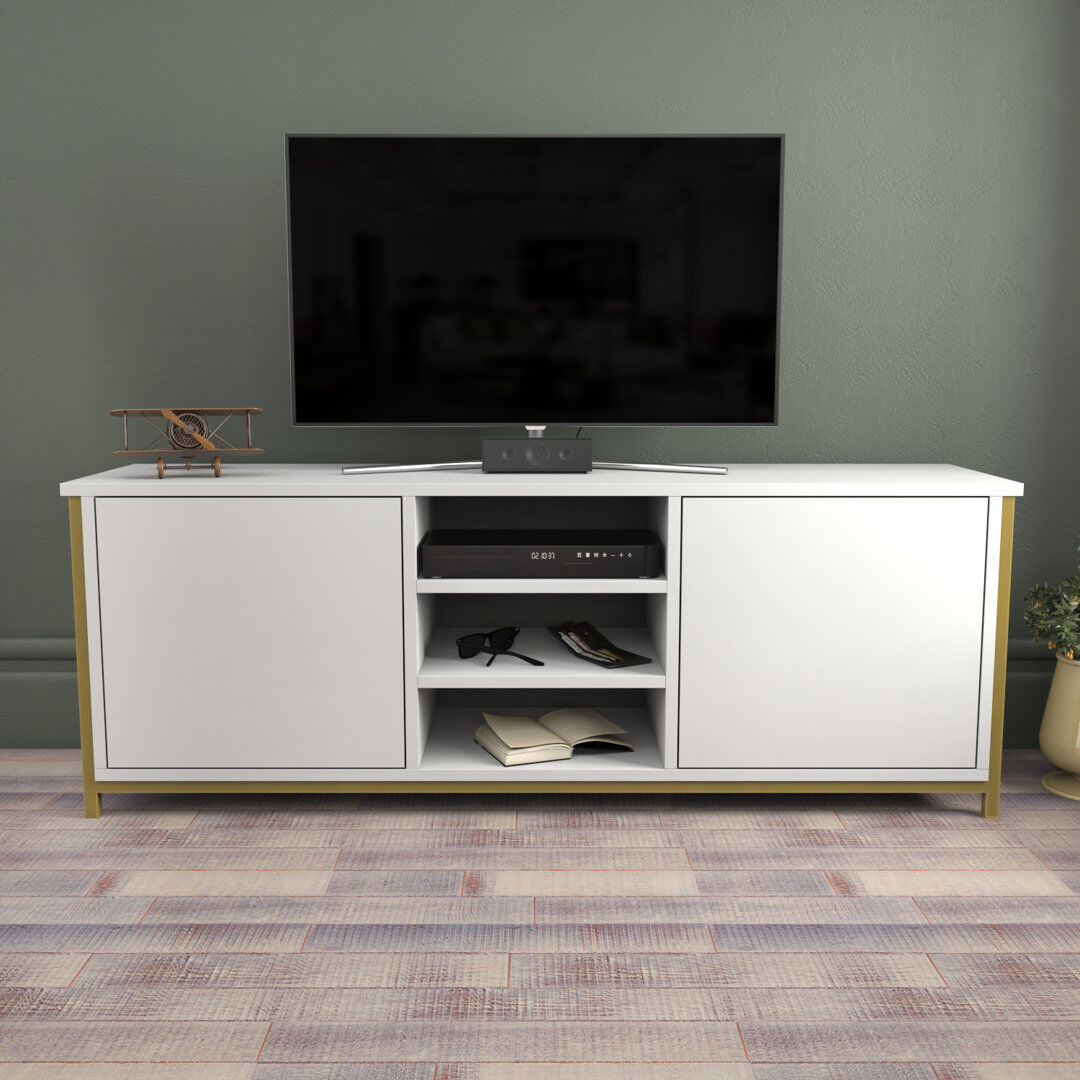 Blue Elephant Rozaje TV Stand for TVs up to 60" Gold/White 60"