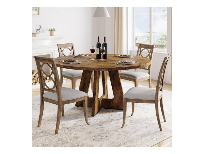 LuxusKollektion Esstisch Esstisch rund 120cm Holzsockel 4-6 Personen Vintage (1-St)
