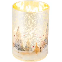 LED Glaswindlicht Tannenbaum - weiß|gold