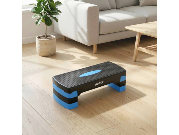 SPORTNOW Stepper Fitness 3 Niveaux Réglable 68x29x20cm Bleu