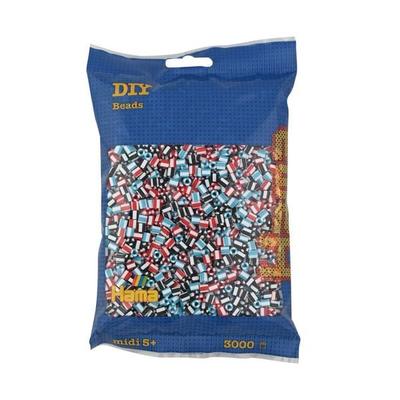 Hama 201-91 - DIY Bügelperlen Midi 5+, ca. 3000 Stück, Mix 91 gestreift