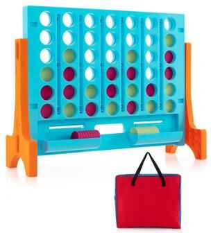 Costway Jumbo 4-to-Score Connect Game Set with Carrying Bag and 42 Coins-Orange