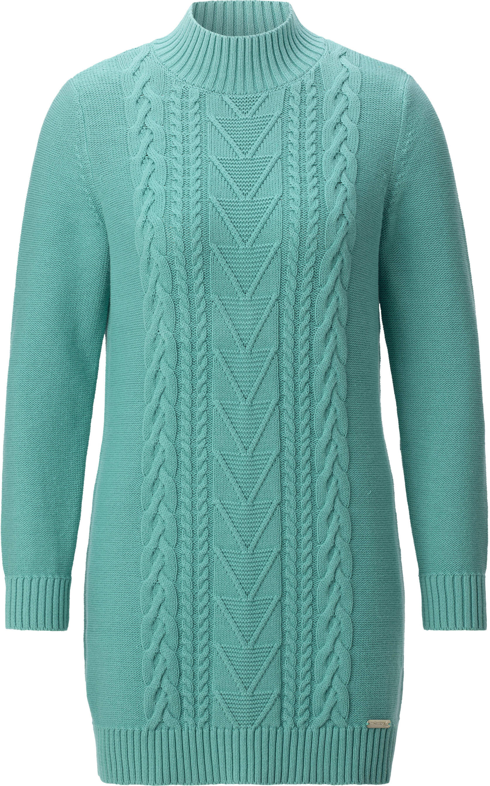 Longpullover WITT "Longpullover Longpullover mit Zopf-Struktur-Muster", Damen, Gr. 42, salbei, Sportlich, Pullover Longpullover