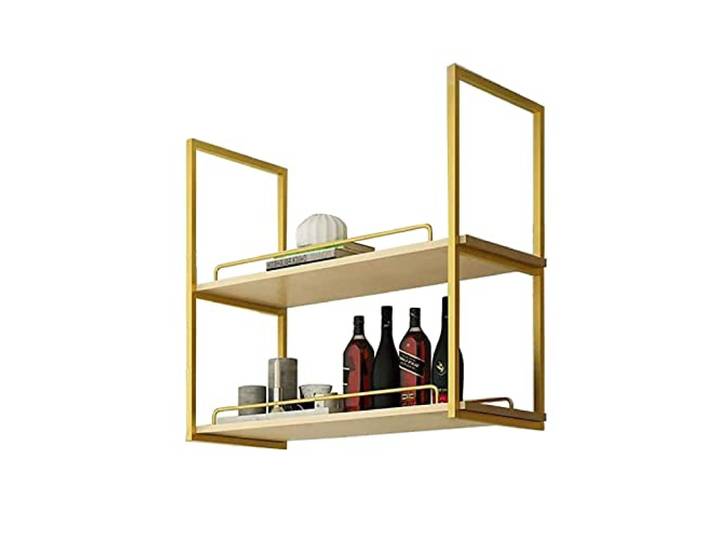 Deckenregal - Hängend Blumenständer - Decke Weinregal, An Der Wand Befestigter Blumenständer Aus Schmiedeeisen, 2-Schicht-Massivholz-Aufsteller, Mit Geländer(100*30*80cm(39*12*31 in))