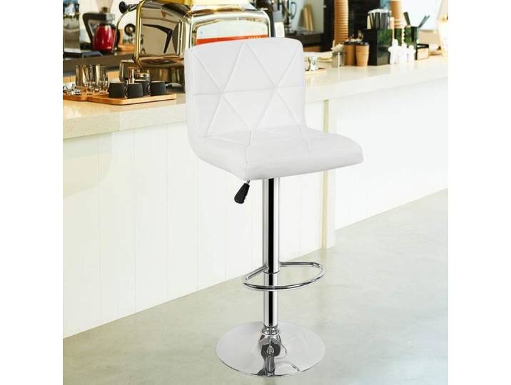 Tabourets de Bar - Soarroc - Lot de 8 - Accoudoirs - Simili cuir - Blanc