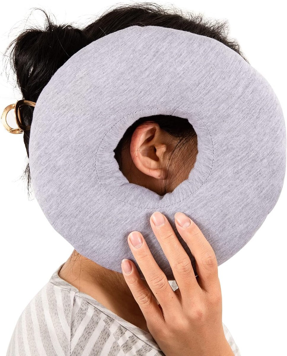 Donutvormig oorkussen voor zijslapers met piercings voor verlichting van oorpijn