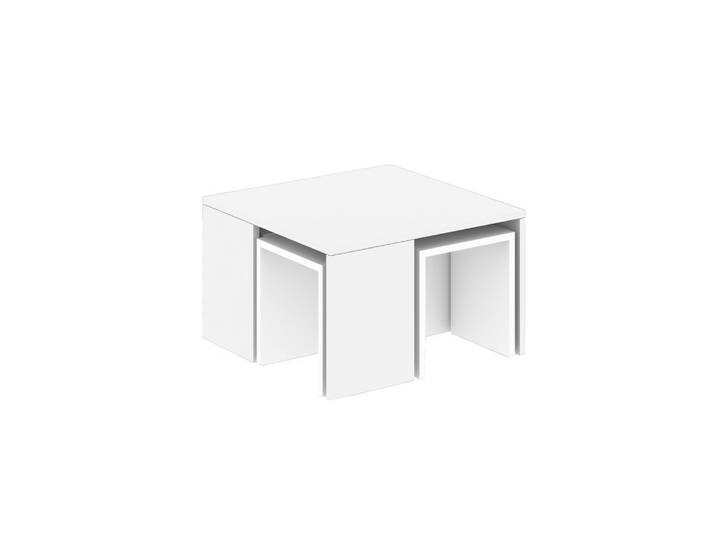 Ensemble table basse et 3 tables d'appoint gigognes blanc