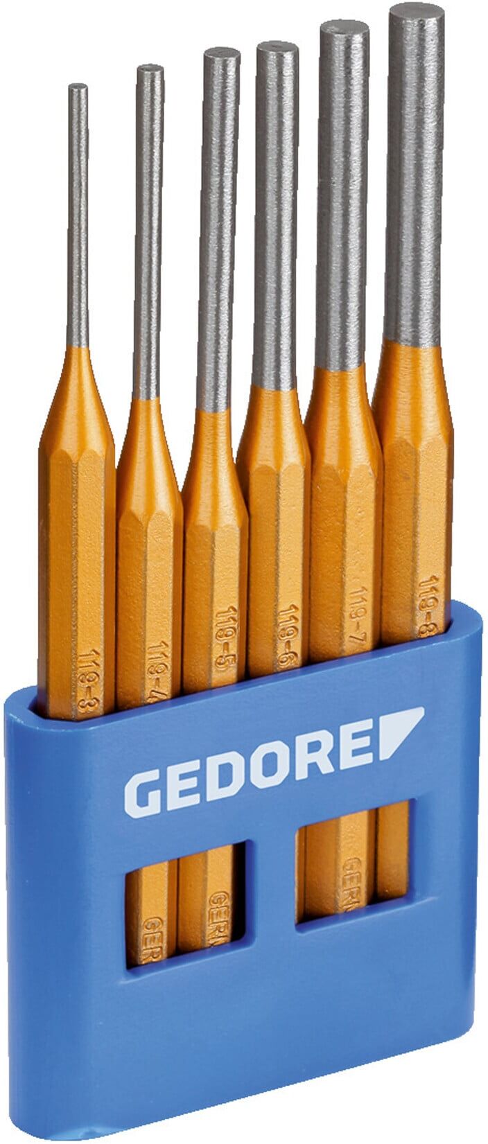 Gedore Splinttreiber-Satz inkl. PVC-Halter, 6-teilig, Stahl/Lackierung, Silber/Kupfer (8757670)