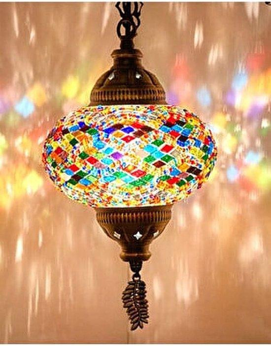 Halay Turkse hanglamp met kleurrijk mozaïekglas in bolvorm voor sfeervolle verlichting