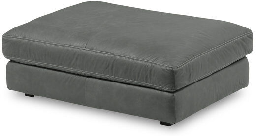 Ebern Designs Parven II 123cm Wide Genuine Anilin Leather Rectangle Solid Colour Standard Ottoman Grey 45cm H X 123cm W X 93cm D