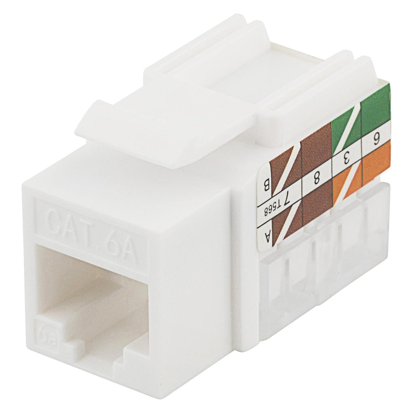 Deltaco Cat6A Keystone jack LSA/110 termination plastic 90 white (Keystone Modul) (MD-124)