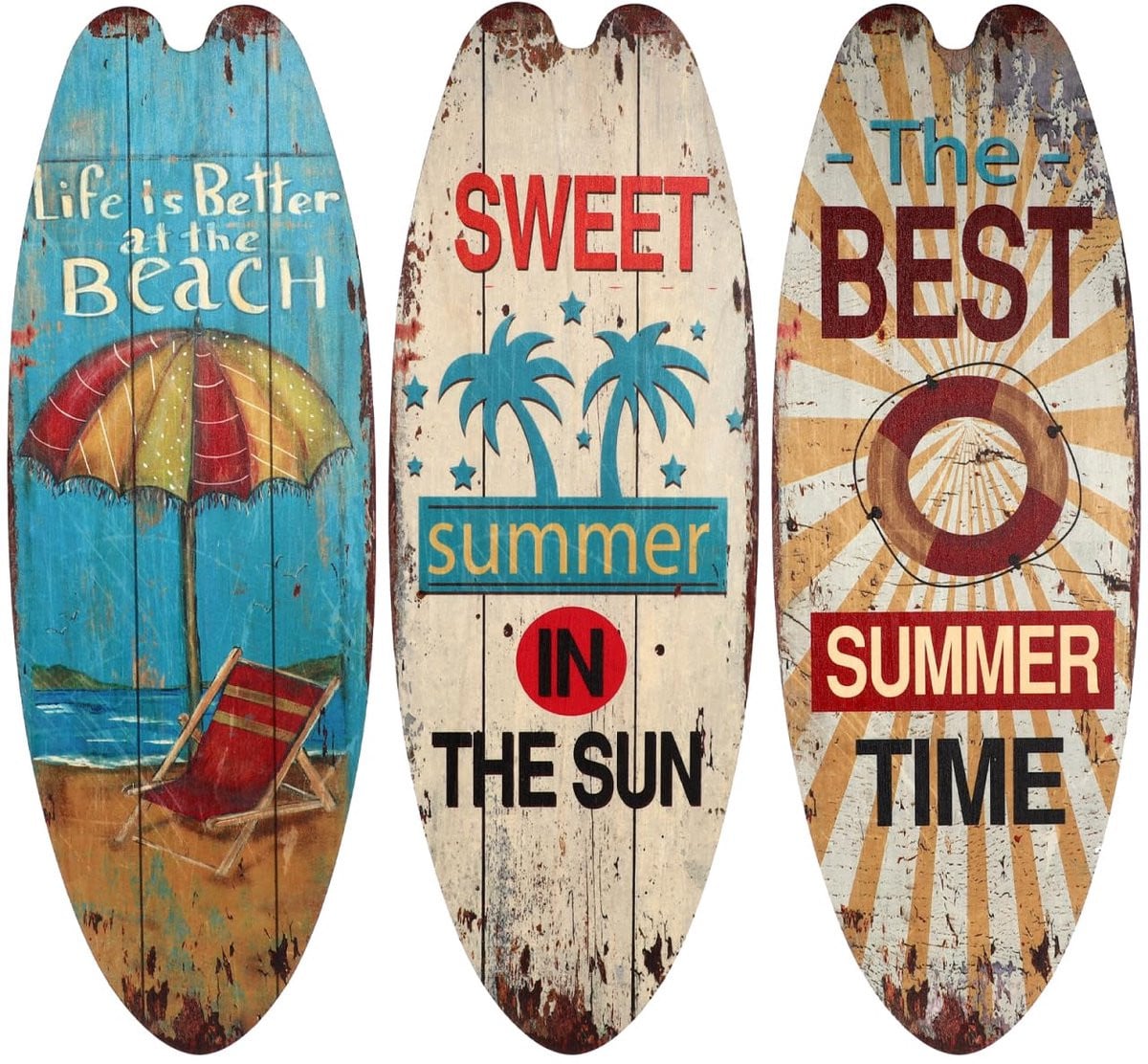 Dailygoods - Set van 3 Mini Houten Surfboards - Decoratieve Centerpieces