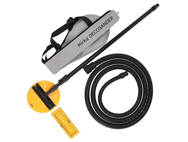 Mirka DecoSander Ponceuse manuelle pour murs et plafonds avec manche télescopique pour une finition lisse\, construction à sec\, travaux de détail / 80x230mm & Ø 225mm / Auto-agrippant