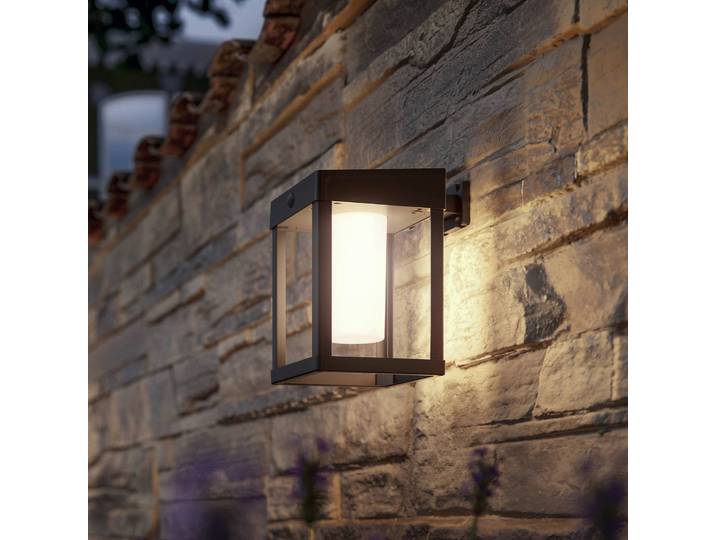 Philips Solar-Sensorwandlampe Camill schwarz/weiß 14 x cm, schwarz, Kunststoff, Modern, Solarleuchte außen