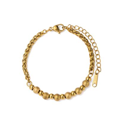 Fußkette "Schmuck Geschenk Edelstahl Fußschmuck Kugeln Zopfkette", gelbgoldfarben, ANISTON JEWELRY & WATCHES, Fußketten, Damen, Edelstahl, Made in Germany