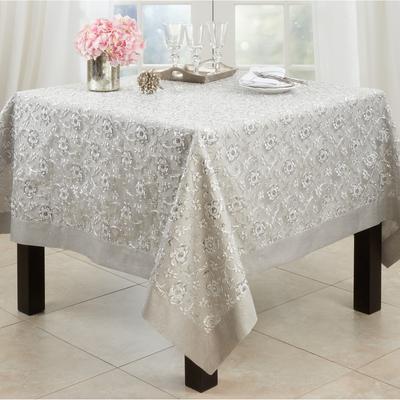 Saro Lifestyle Embroidered Tablecloth With Floral Design