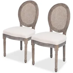 vidaXL, Stühle, Alfonia (Leinen und Rattan (2 Stück)) (2x)