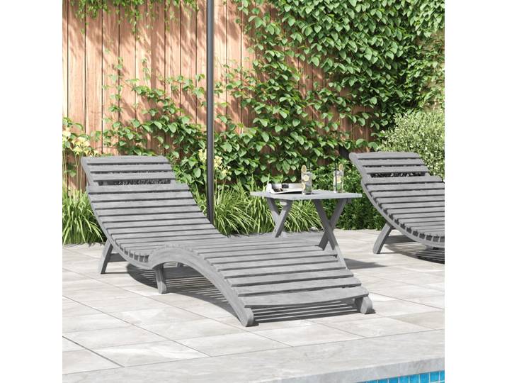 vidaXL Sonnenliege Grau 184x55x64 cm Massivholz Akazie