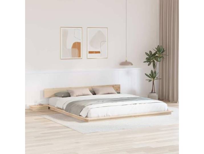 RJPLMFV Bettgestell, Holz, Braun, 200 x 200 cm Mit Nachttisch, modernes Design, rechteckig, einfach zu montieren, einfache Pflege