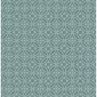 A-Street Prints Larsson Teal Ogee Wallpaper