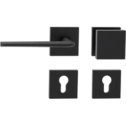 GRIFFWERK Wechselgarnitur REMOTE Schraubtechnik GK4 Rosetten eckig Knopf SQUARE Graphitschwarz L