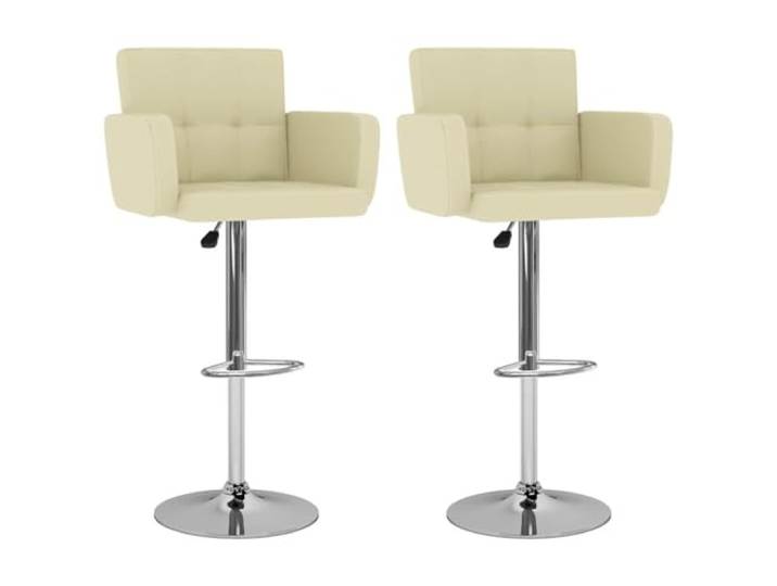 VIHHQGC Barhocker 2 STK. Creme Kunstleder mit Armlehnen, höhenverstellbar Verchromtes Stahlgestell, Gasfedermechanismus, Fußstützen, 110 kg Belastbarkeit, für Küche und Bar