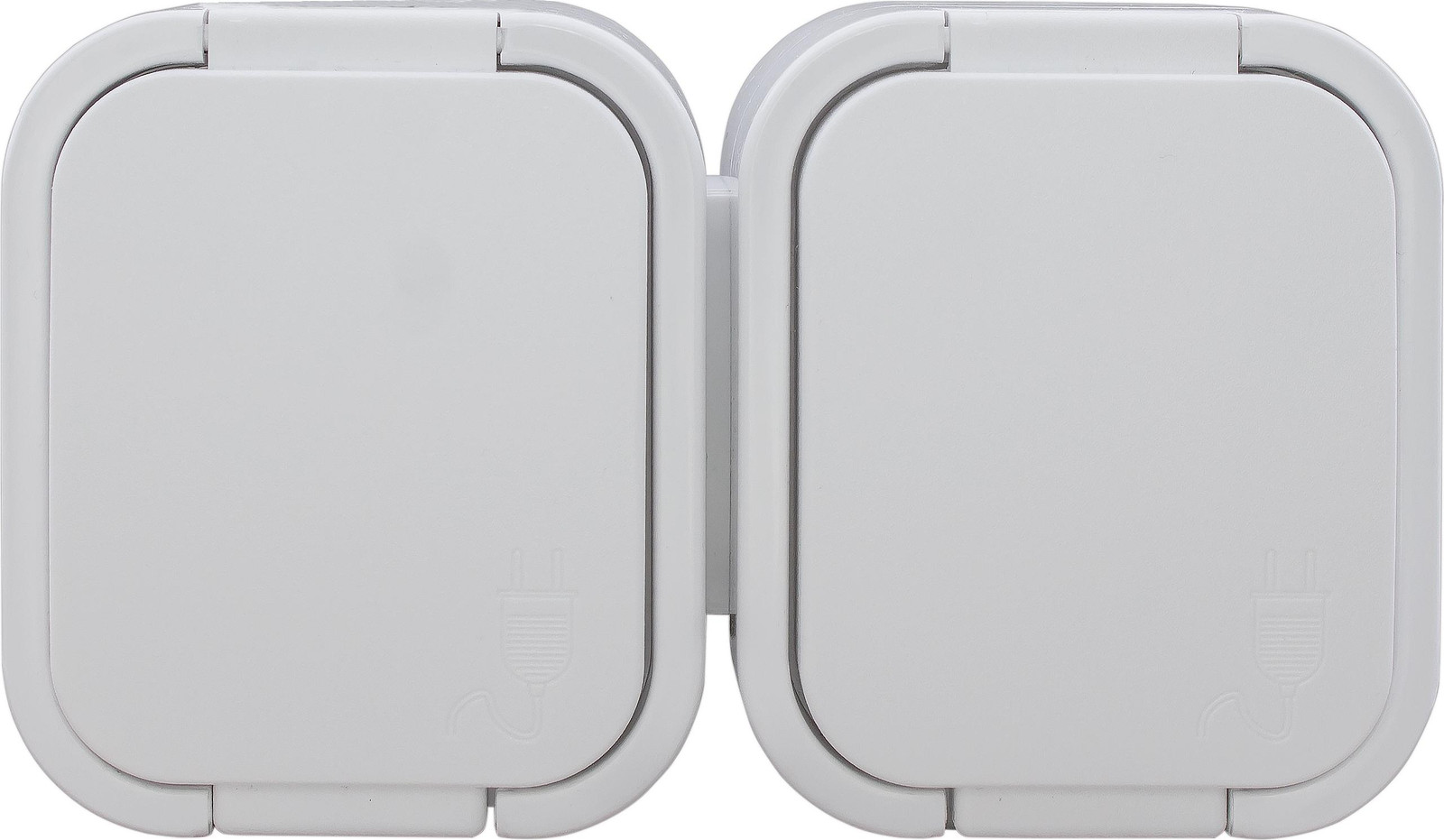 Abex B2 Dubbele stopcontactdoos N/TZ/U IP54 wit met witte afdekking E+9001083
