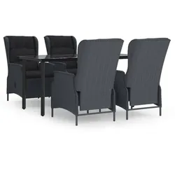 vidaXL 5-tlg. Garten-Essgruppe Dunkelgrau Poly Rattan